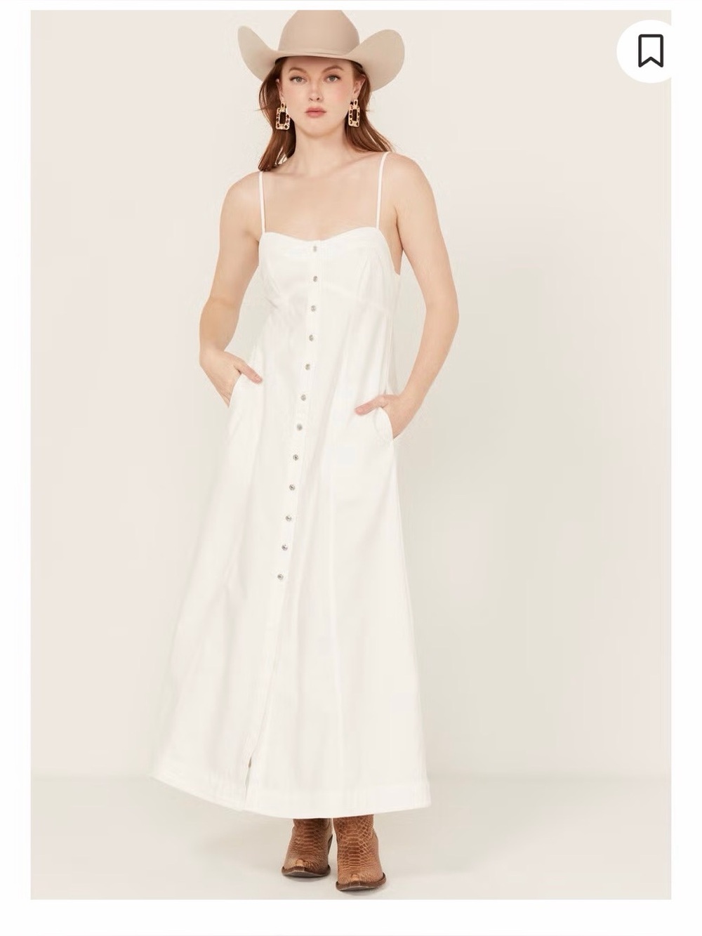 FREE PEOPLE Just Jill White Button Down Maxi Dress Size Medium - Picture 5 of 9